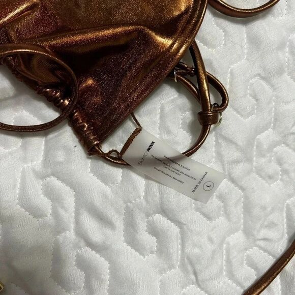 Fashion nova large high waisted dark gold two piece bikini nwt swim - Picture 6 of 8